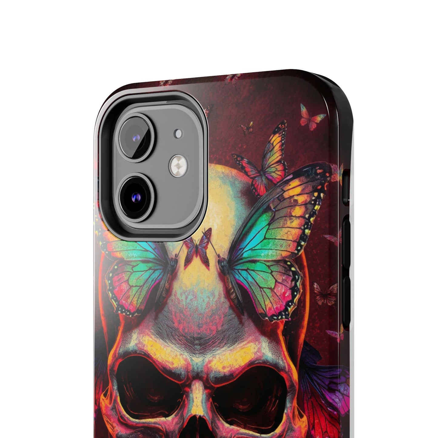 Gothic Skull Phone Case with Butterflies - Durable Tough Phone Case