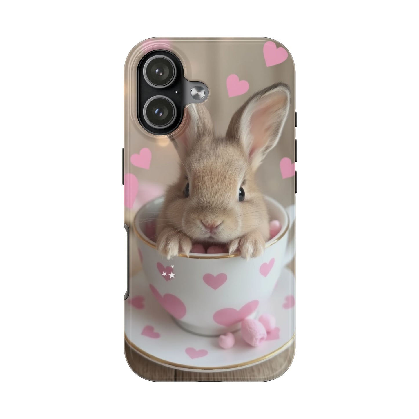 Adorable Bunny Phone Case with Heart Design - Cute Gift for Animal Lovers