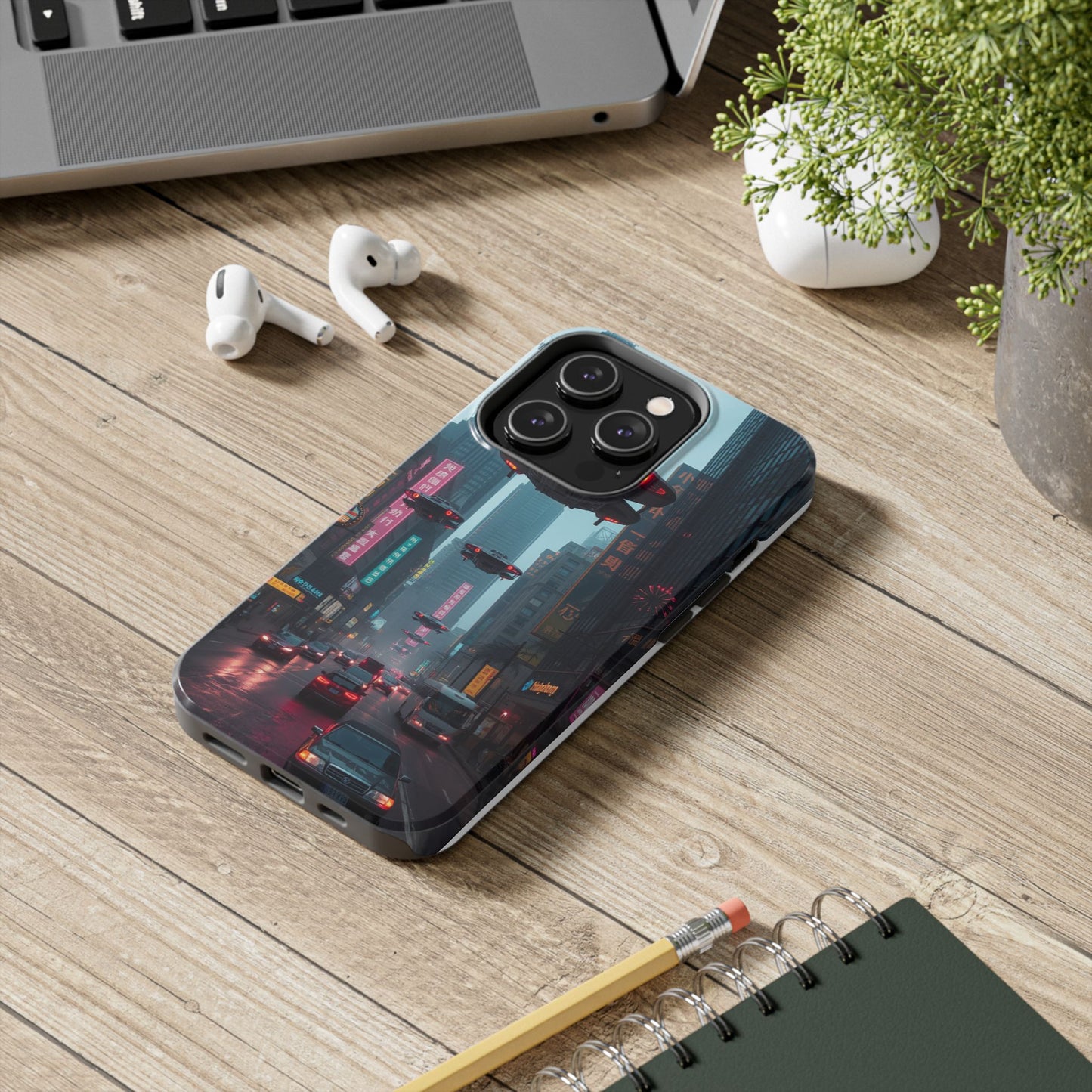 Futuristic City Tough Phone Case - Sci-Fi Design for Urban Explorers