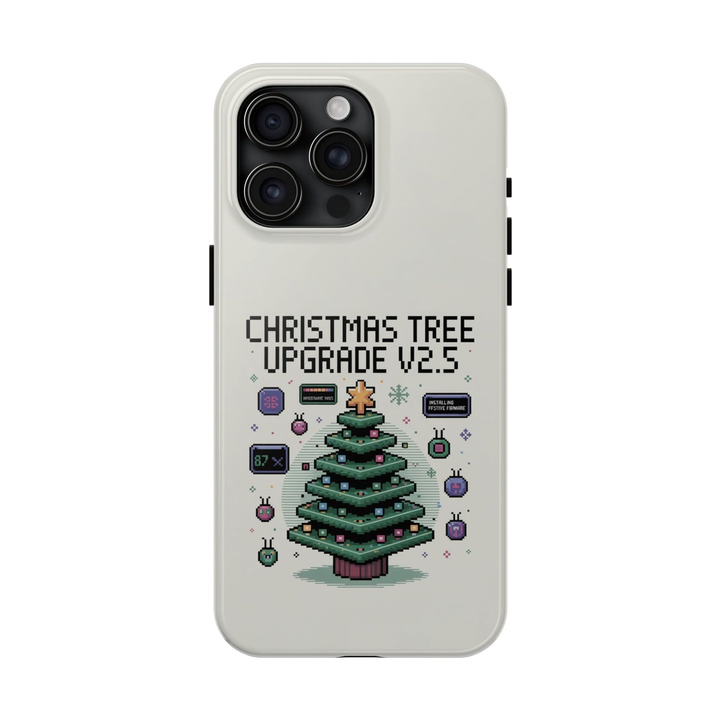 Christmas Tree Upgrade Tough iPhone Case - Pixel Art Design