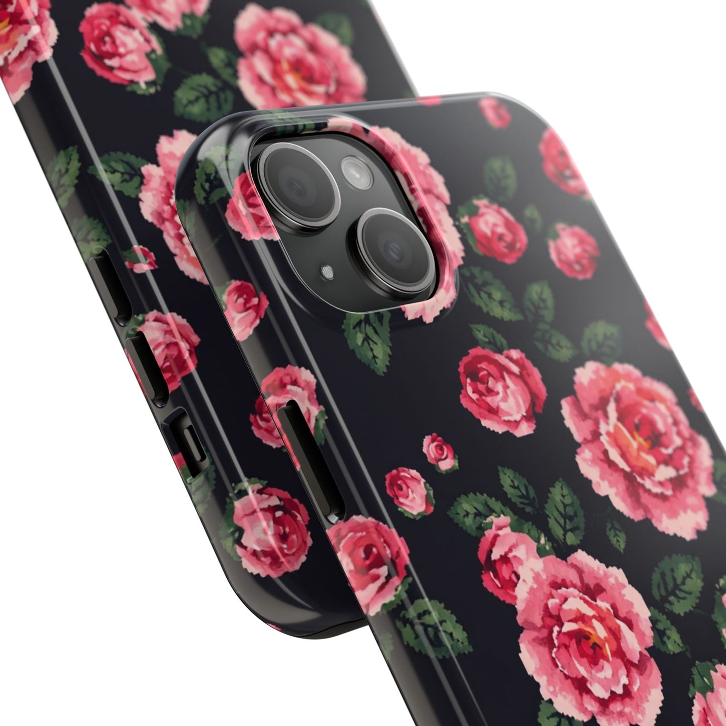 Pixelated Floral Tough Phone Case - Elegant Rose Design for Protection & Style - for iPhone