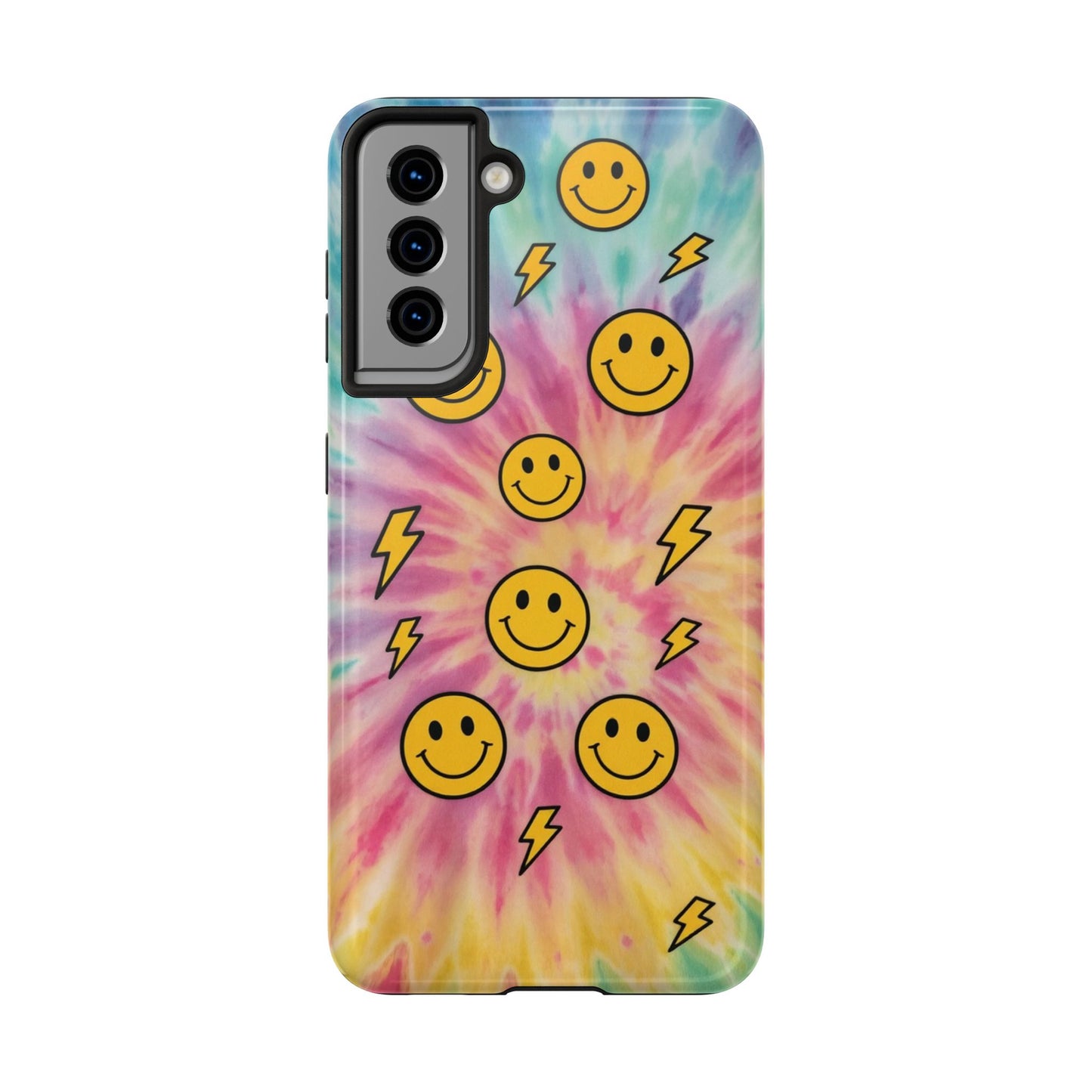 Colorful Smiley Lightning Tough Phone Case - Fun & Durable