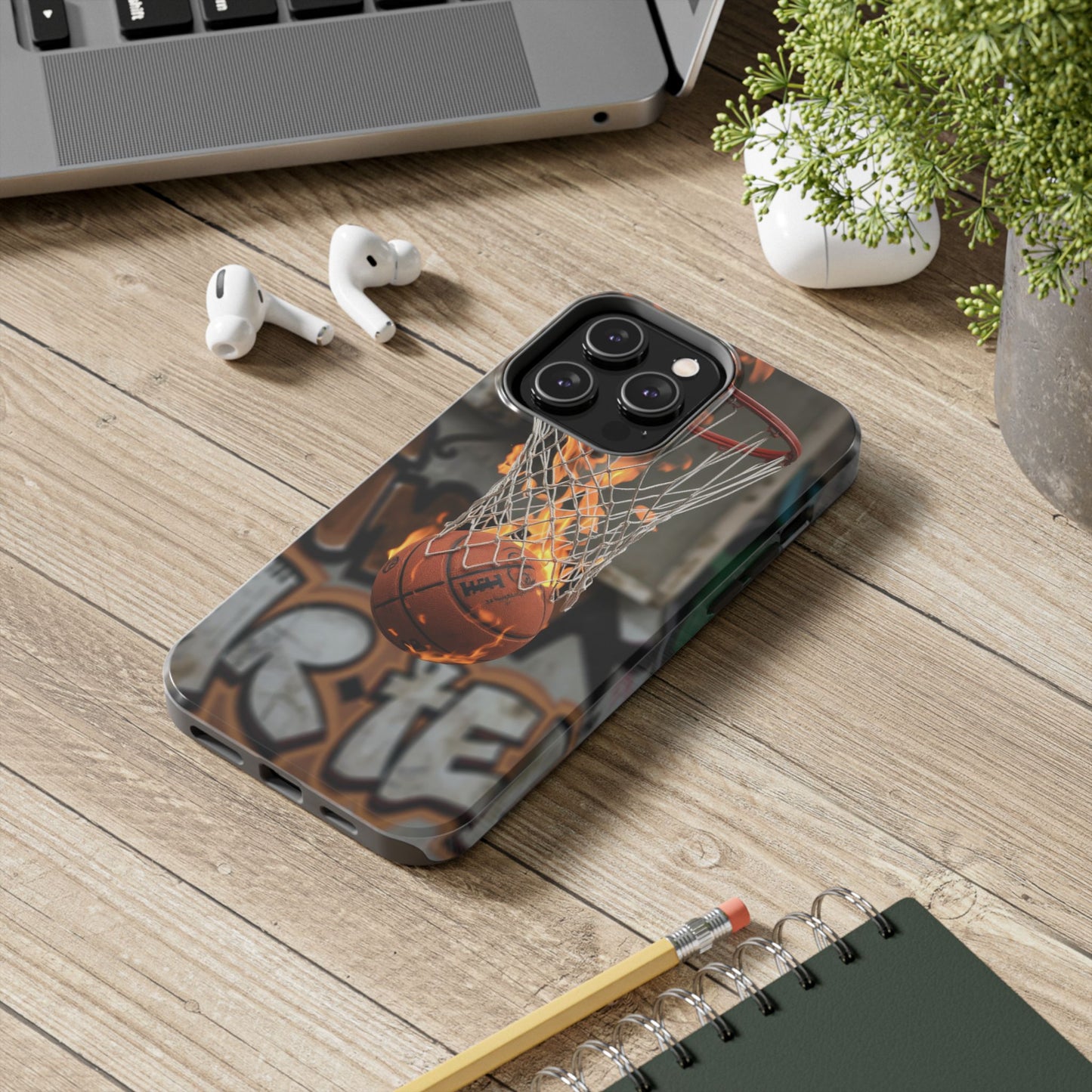 Fire Basketball Tough Phone Case - Durable Sporty Design for Athletes & Fans