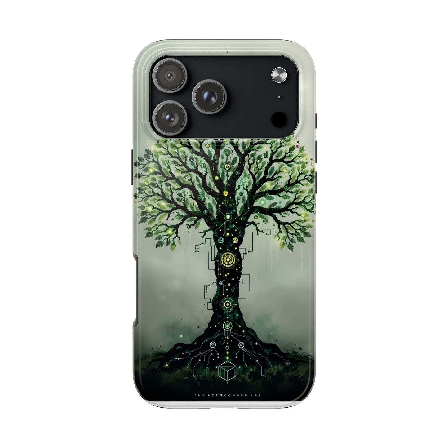 Nature-Inspired Tough Phone Case with Tech Tree Design - for iPhone