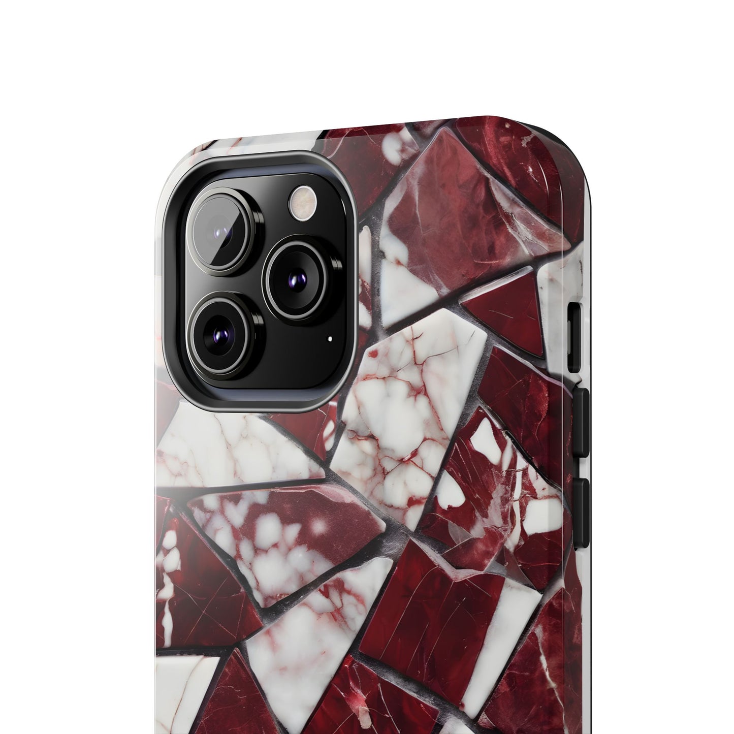 Shattered Dark Red Marble Pattern Tough Phone Case - Durable & Stylish Protection for iPhone