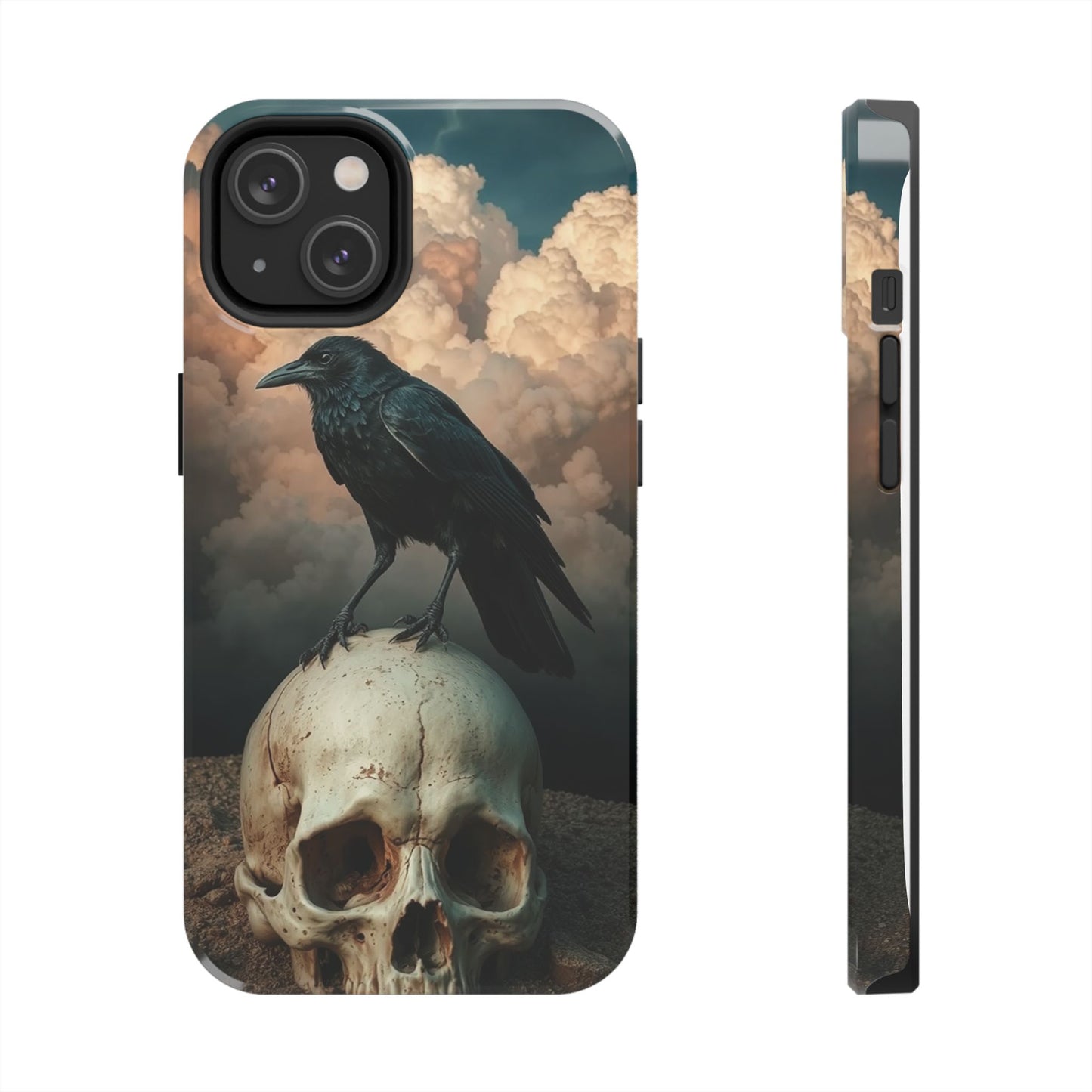 Gothic Raven Skull Tough Phone Case - Unique Protective Cover for Halloween Lovers