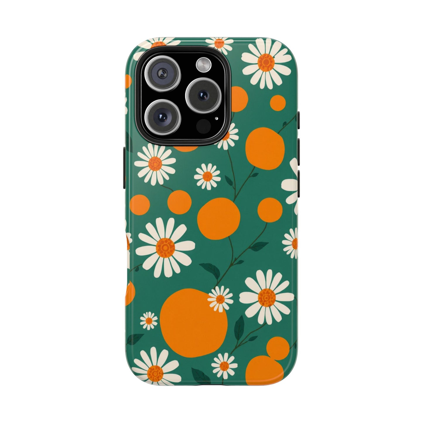 Floral Tough Phone Case - Daisy & Orange Design