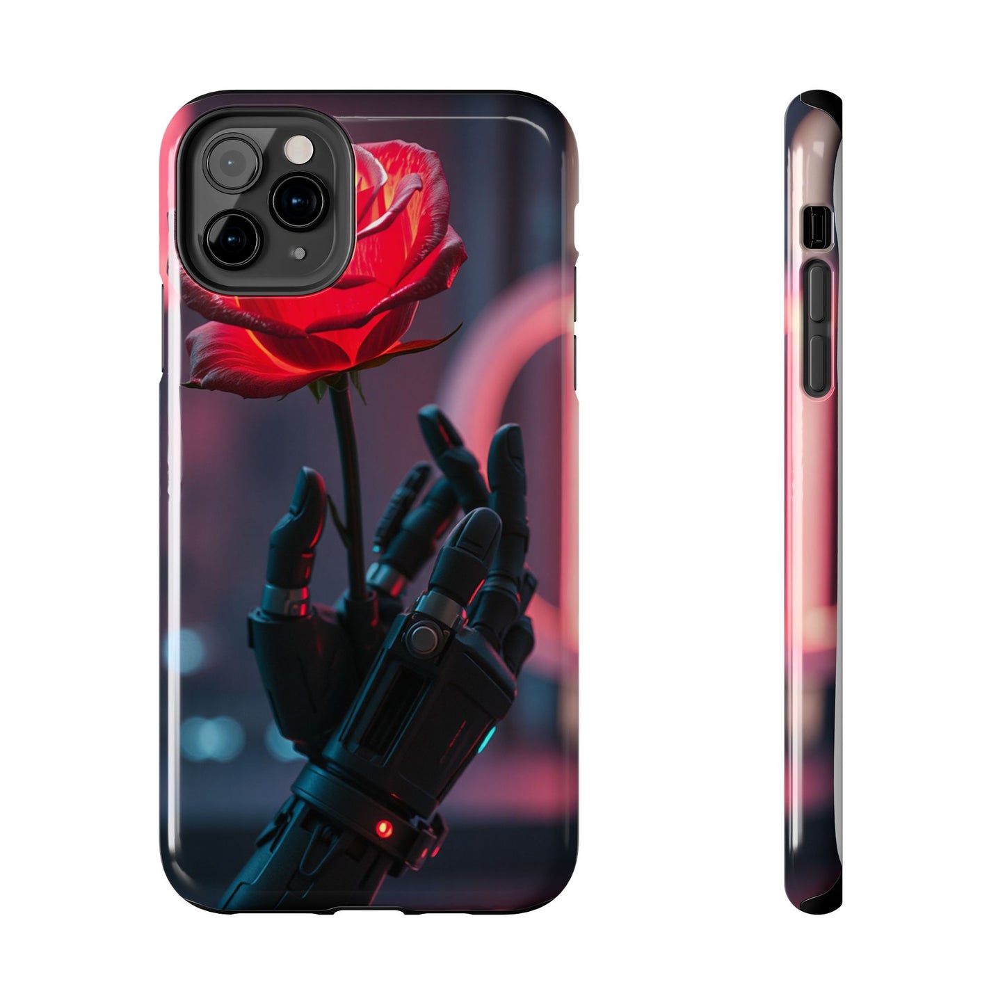 Futuristic Tough Phone Case with Robotic Rose Design | Durable Protection