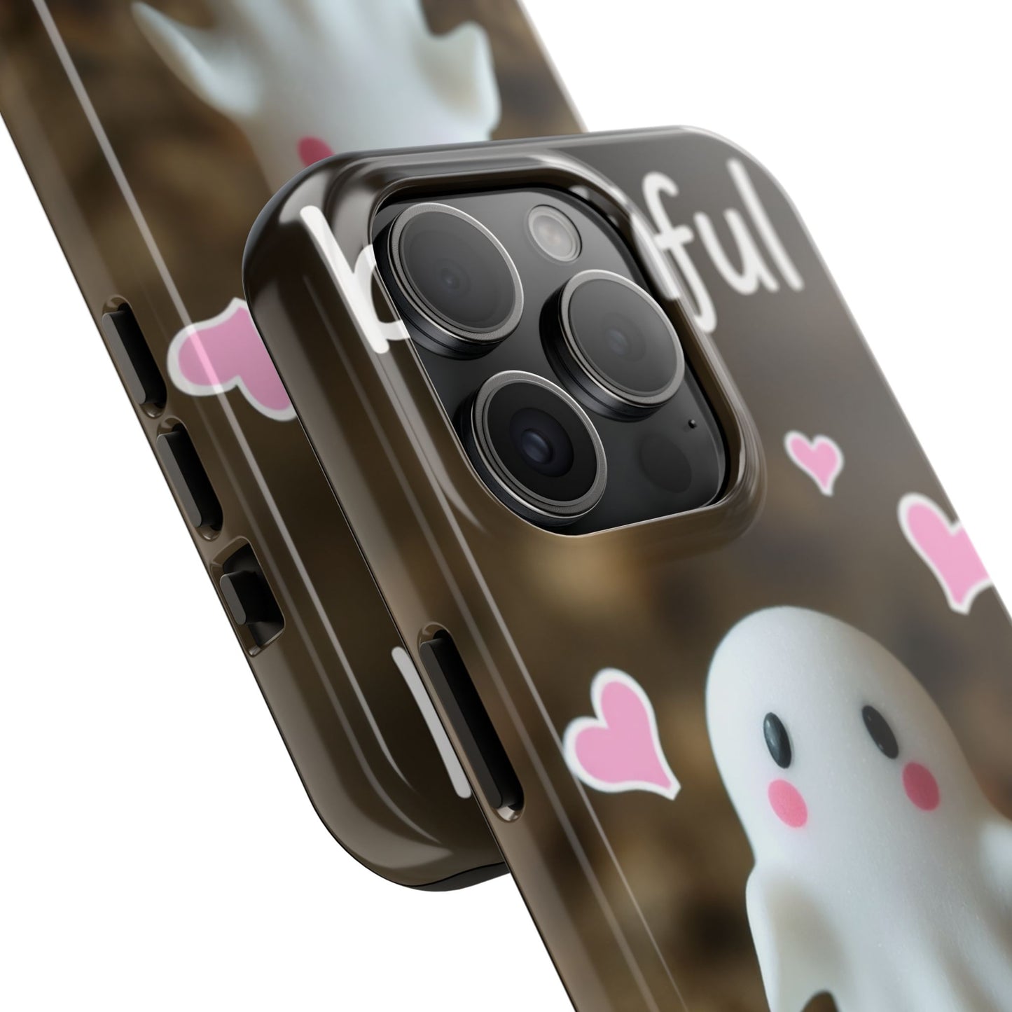 Cute Ghost Tough Phone Case - Beautiful Design with Heart Accents