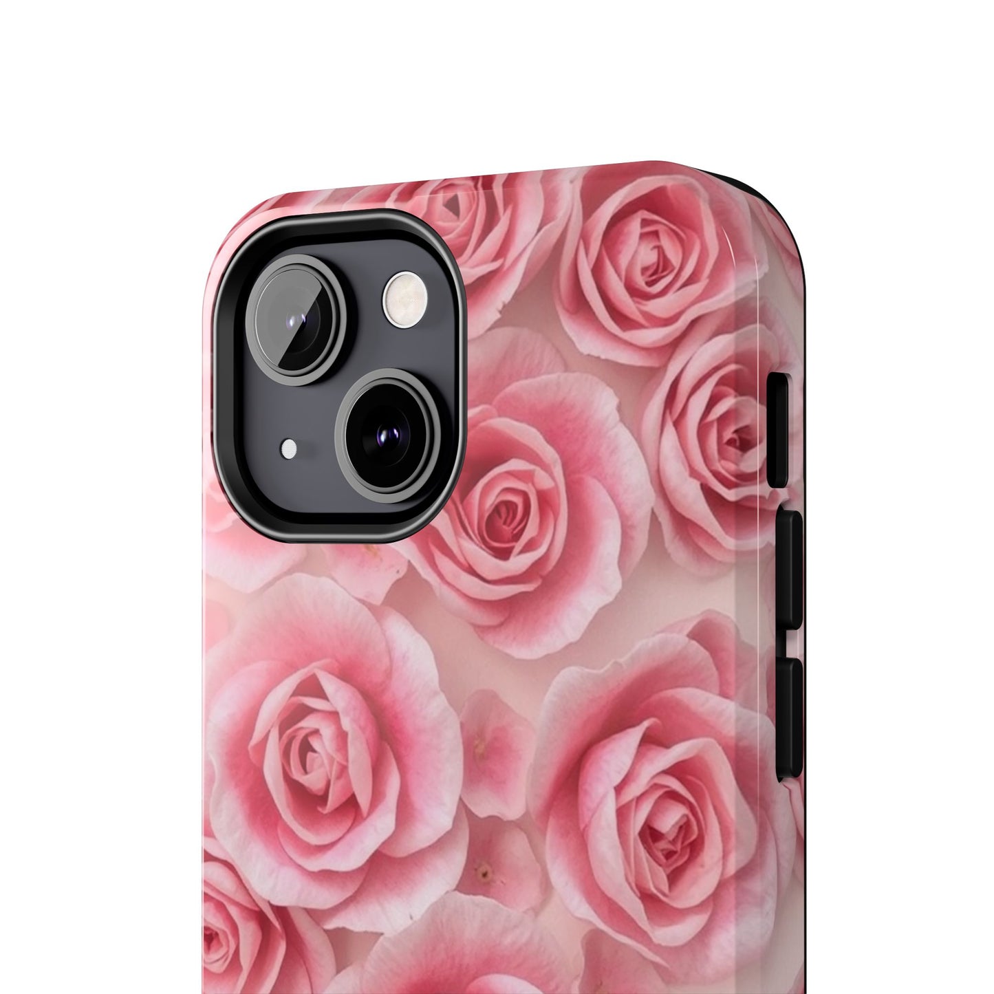 Floral Tough Phone Case - Pink Rose Design, Durable Protection for Flower Lovers
