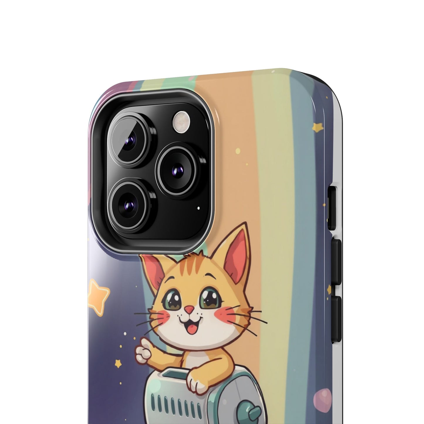 Cute Cat Rocket Phone Case - Vibrant and Playful Tough Case