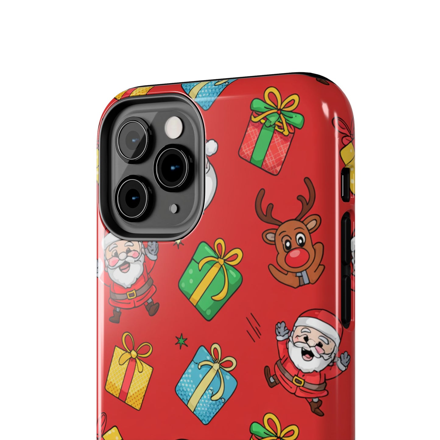 Festive Santa and Reindeer Tough Phone Case - Christmas Holiday Design