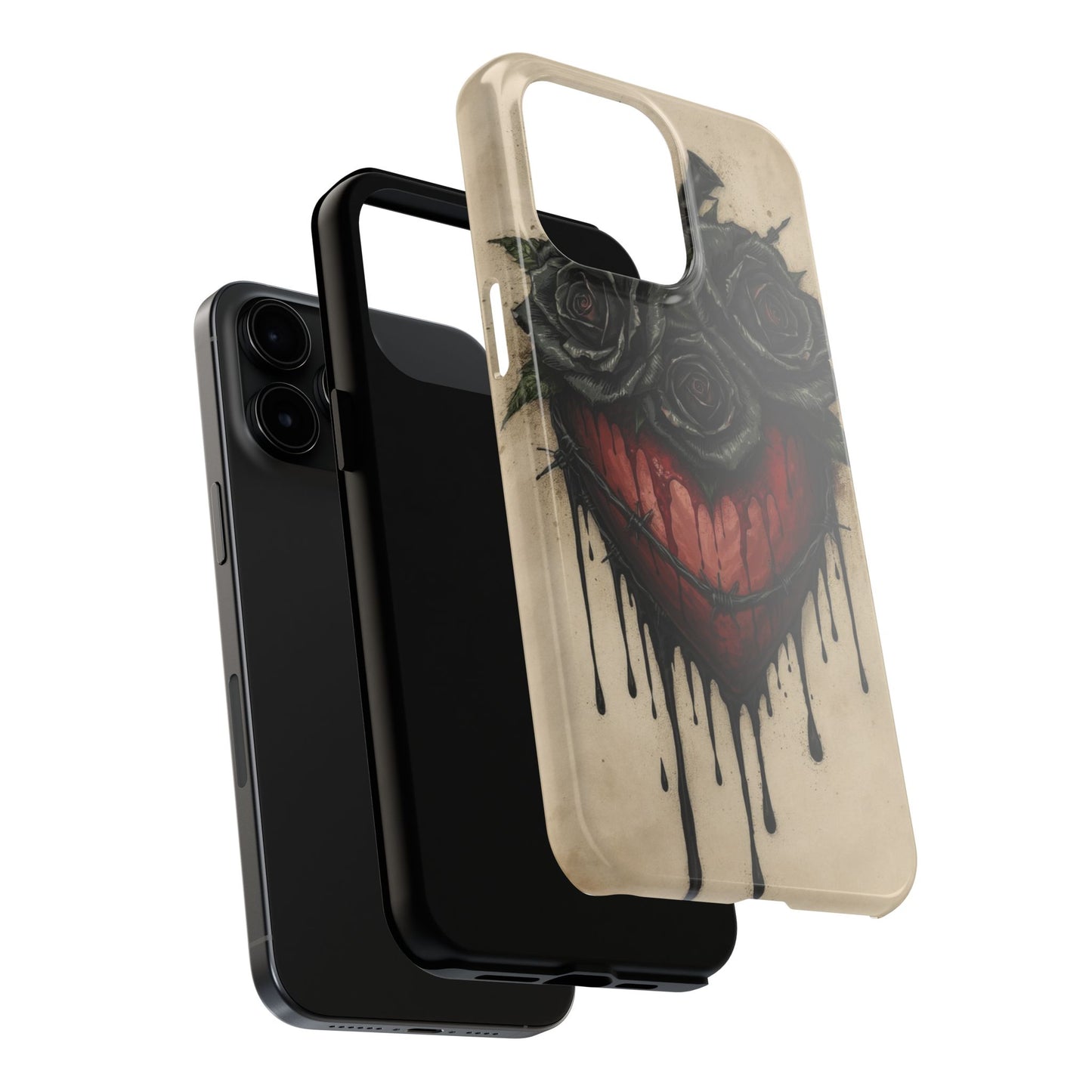 Gothic Heart Phone Case with Roses - Tough & Durable Design