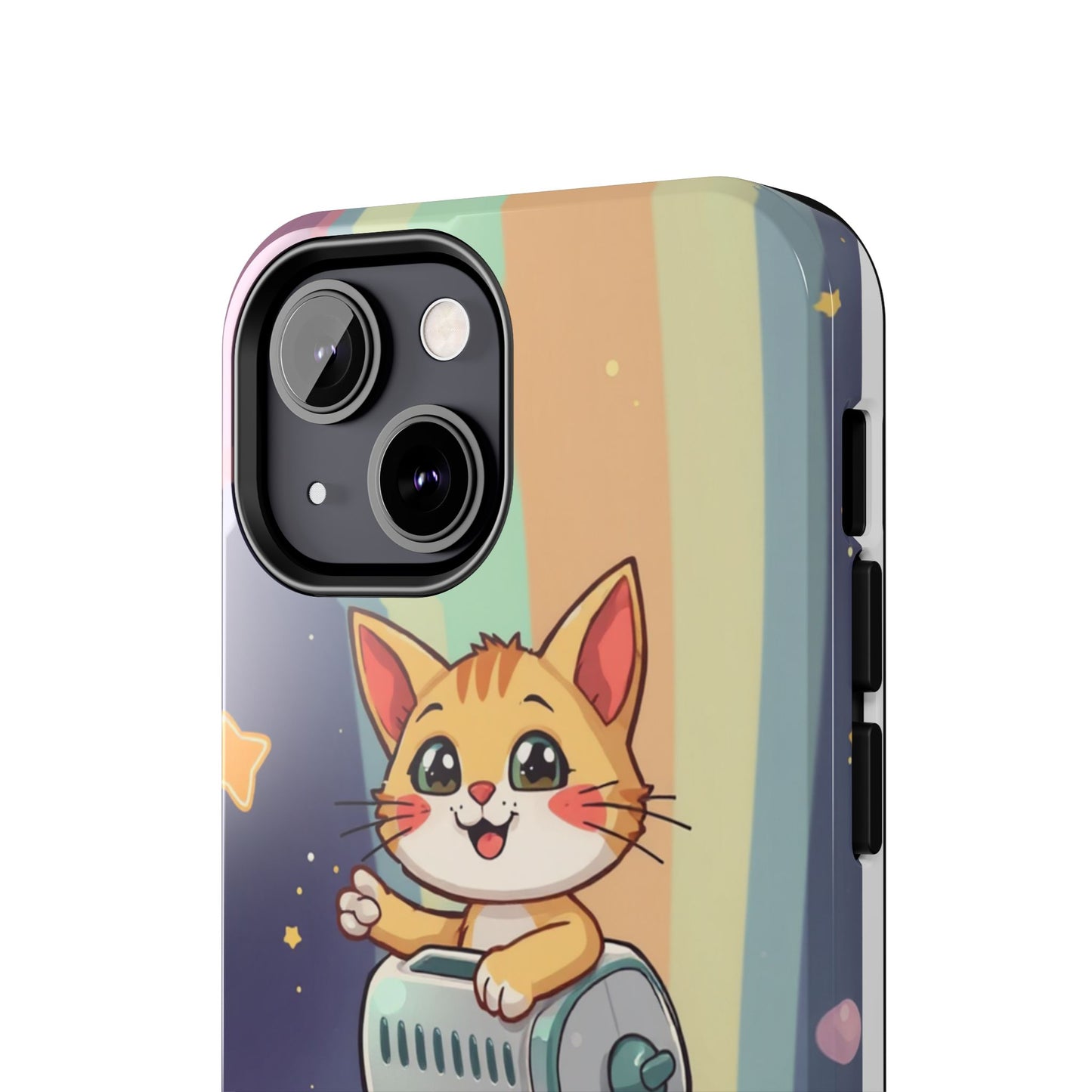 Cute Cat Rocket Phone Case - Vibrant and Playful Tough Case