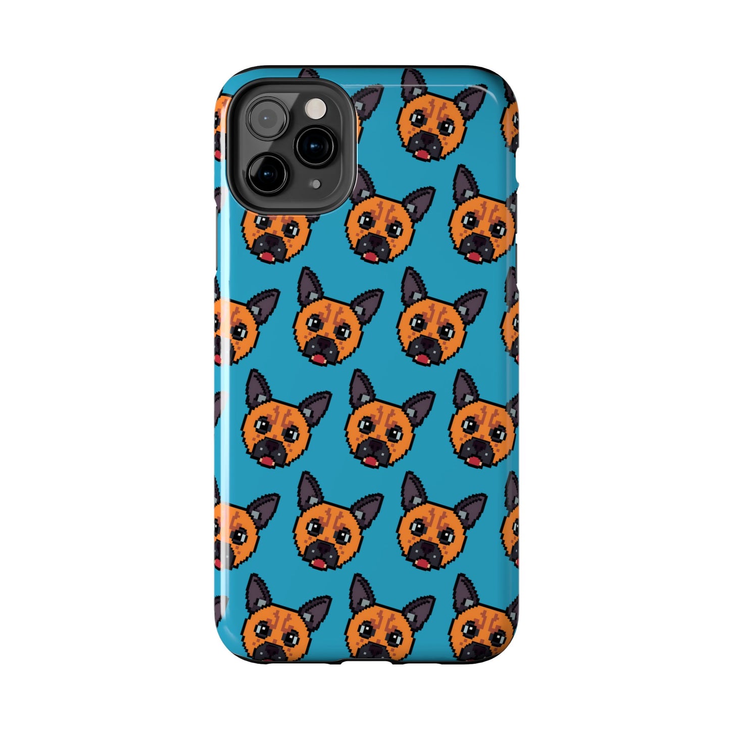 Cute Orange Dog Pixel Art Pattern Tough Phone Case - Fun & Durable Protection - for iPhone