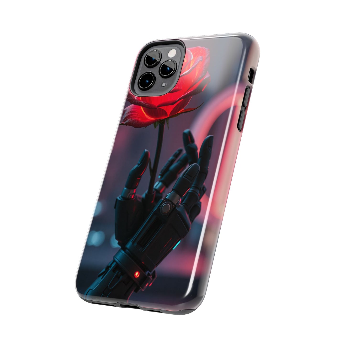 Futuristic Tough Phone Case with Robotic Rose Design | Durable Protection