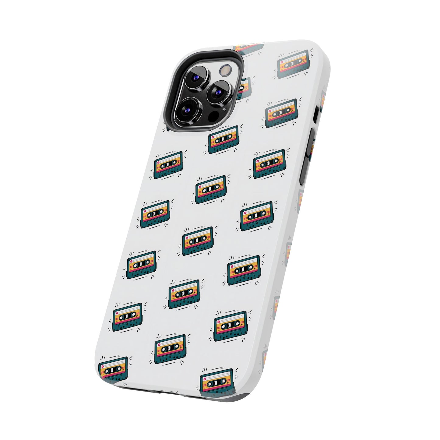 Retro Cassette Tape Phone Case Pattern - White