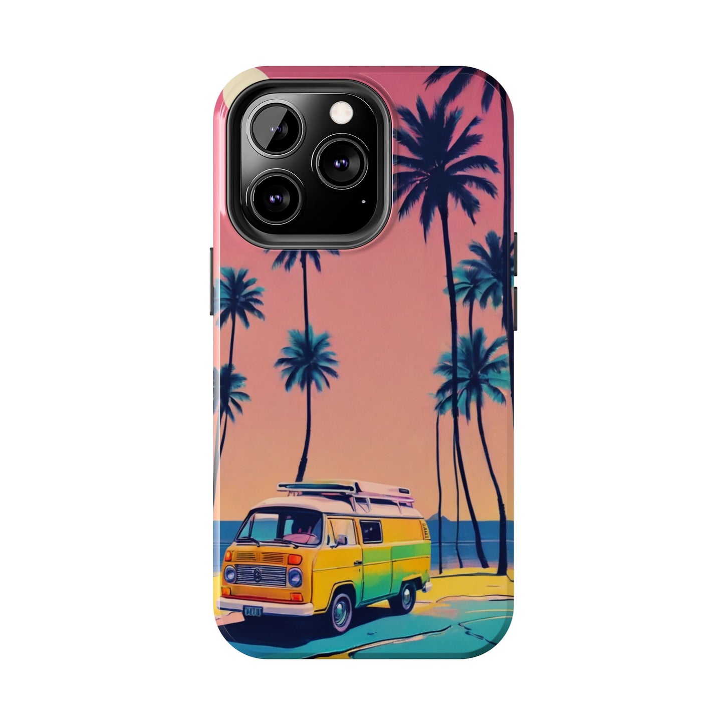 Tropical Beach Vibe Tough Phone Case - Vintage Van Design - for iPhone