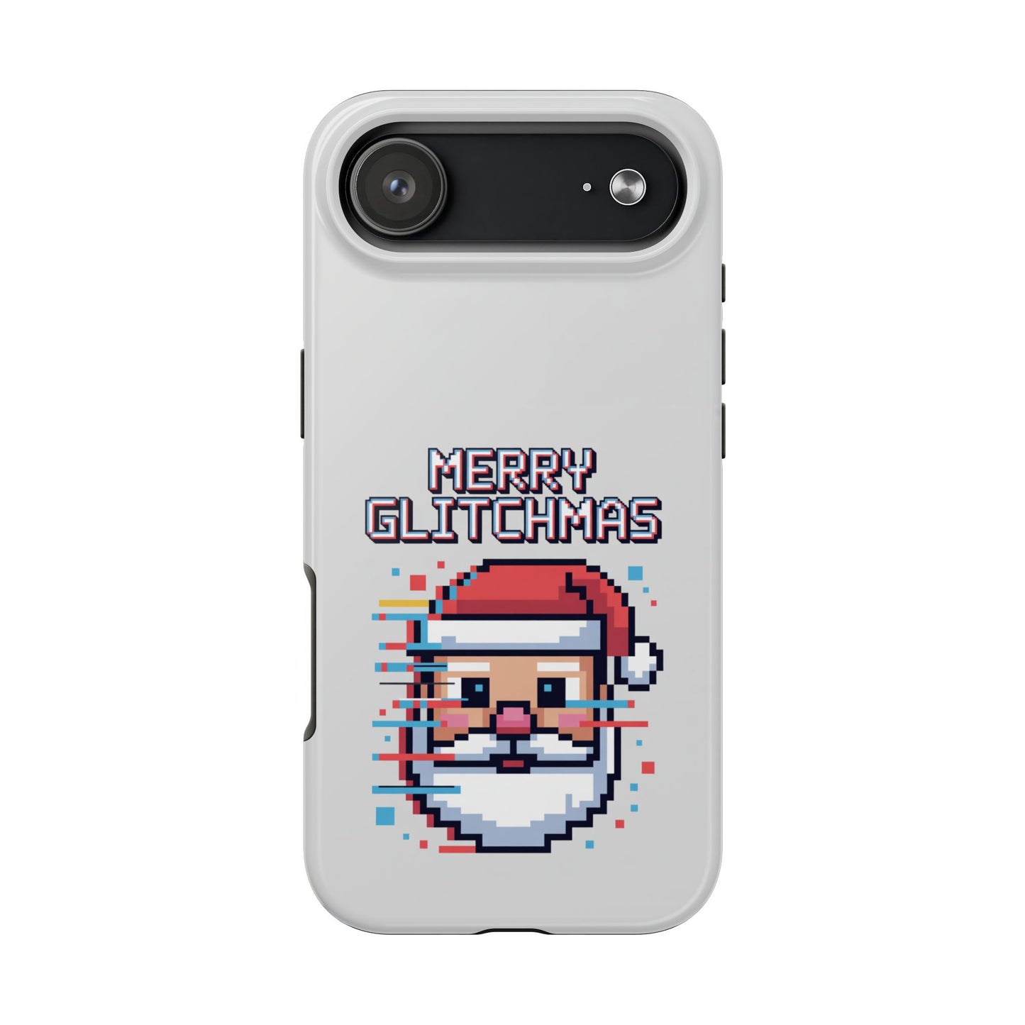 Merry Glitchmas Phone Case - Christmas Pixel Art Design for iPhone