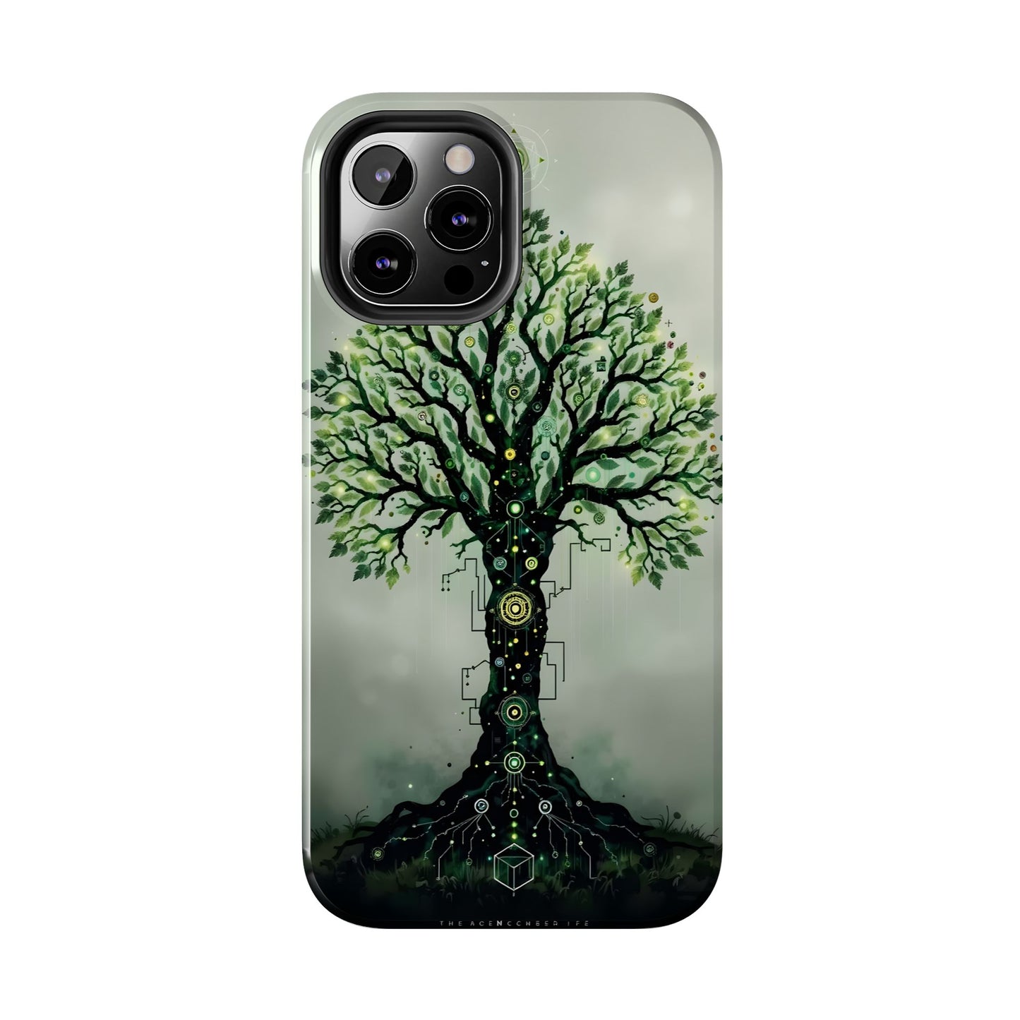 Nature-Inspired Tough Phone Case with Tech Tree Design - for iPhone