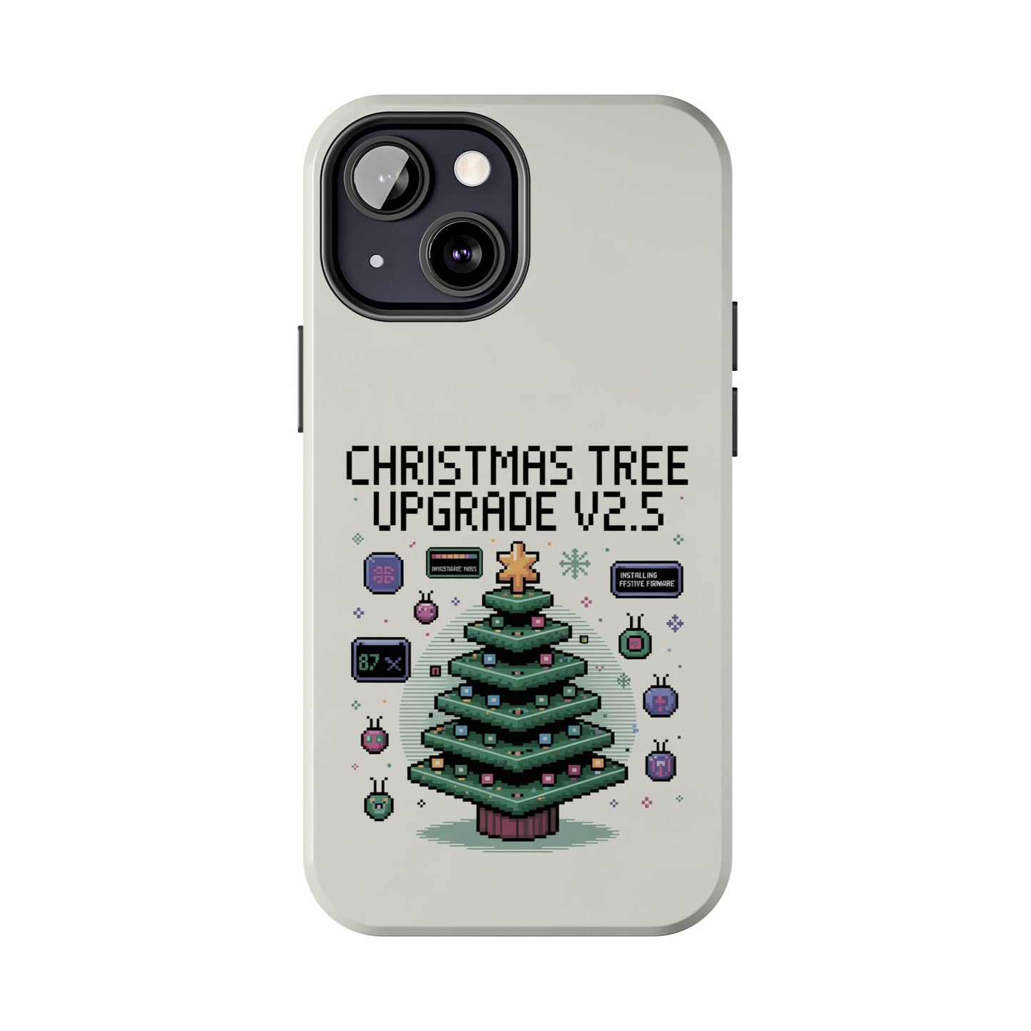 Christmas Tree Upgrade Tough iPhone Case - Pixel Art Design