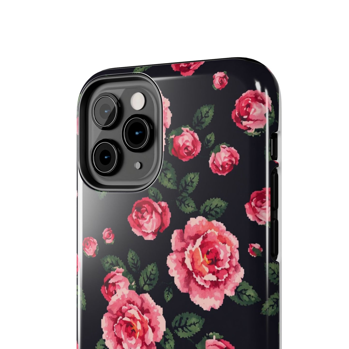 Pixelated Floral Tough Phone Case - Elegant Rose Design for Protection & Style - for iPhone