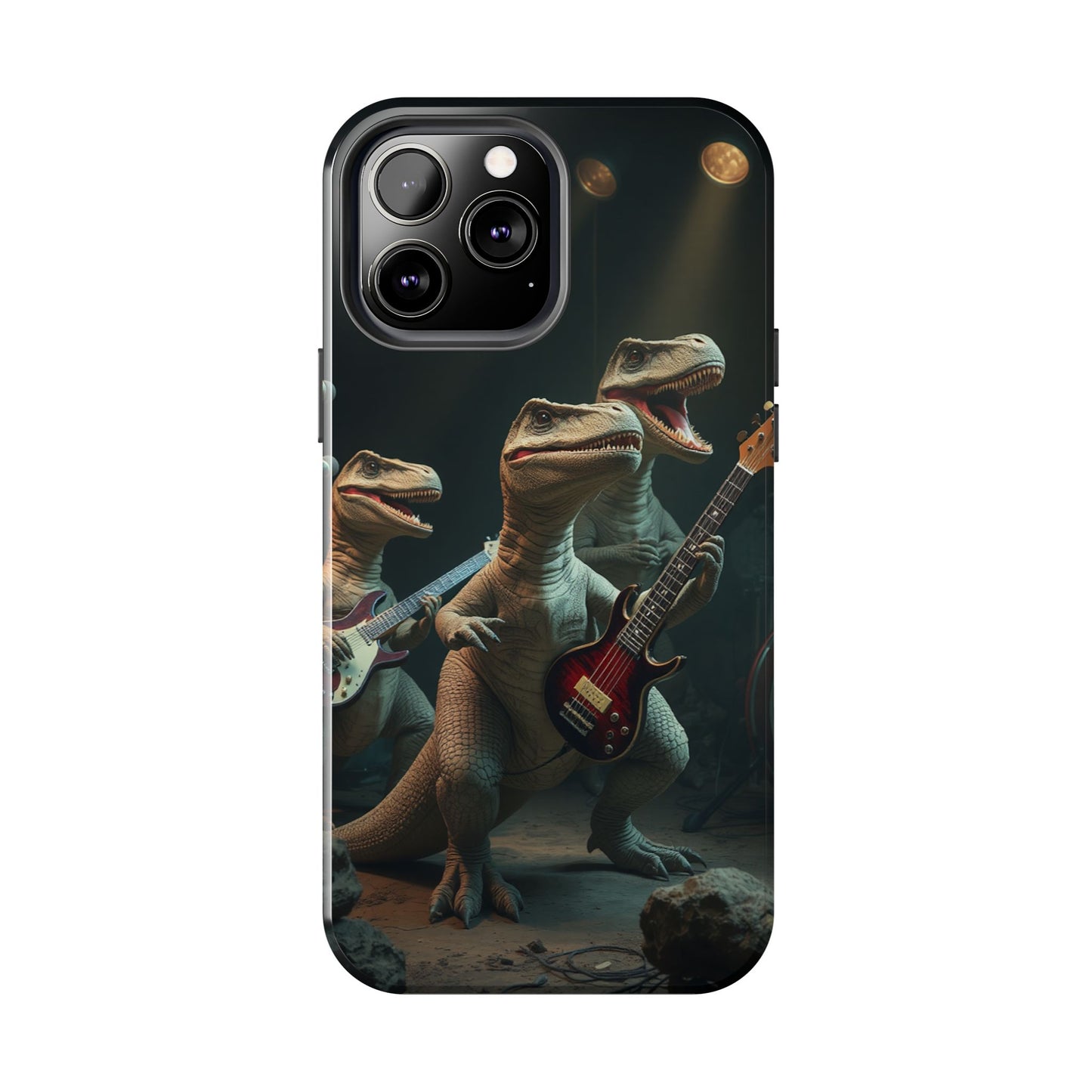 Rockin' Dinosaur Tough Phone Cases - Perfect for Music Lovers and Kids!