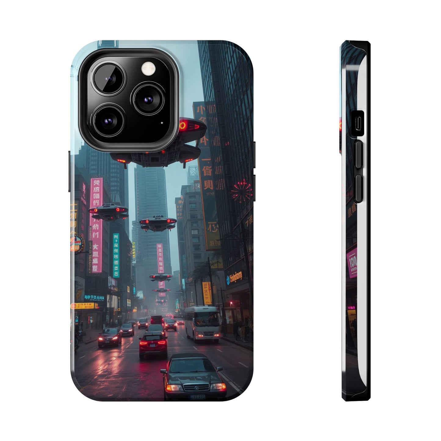 Futuristic City Tough Phone Case - Sci-Fi Design for Urban Explorers