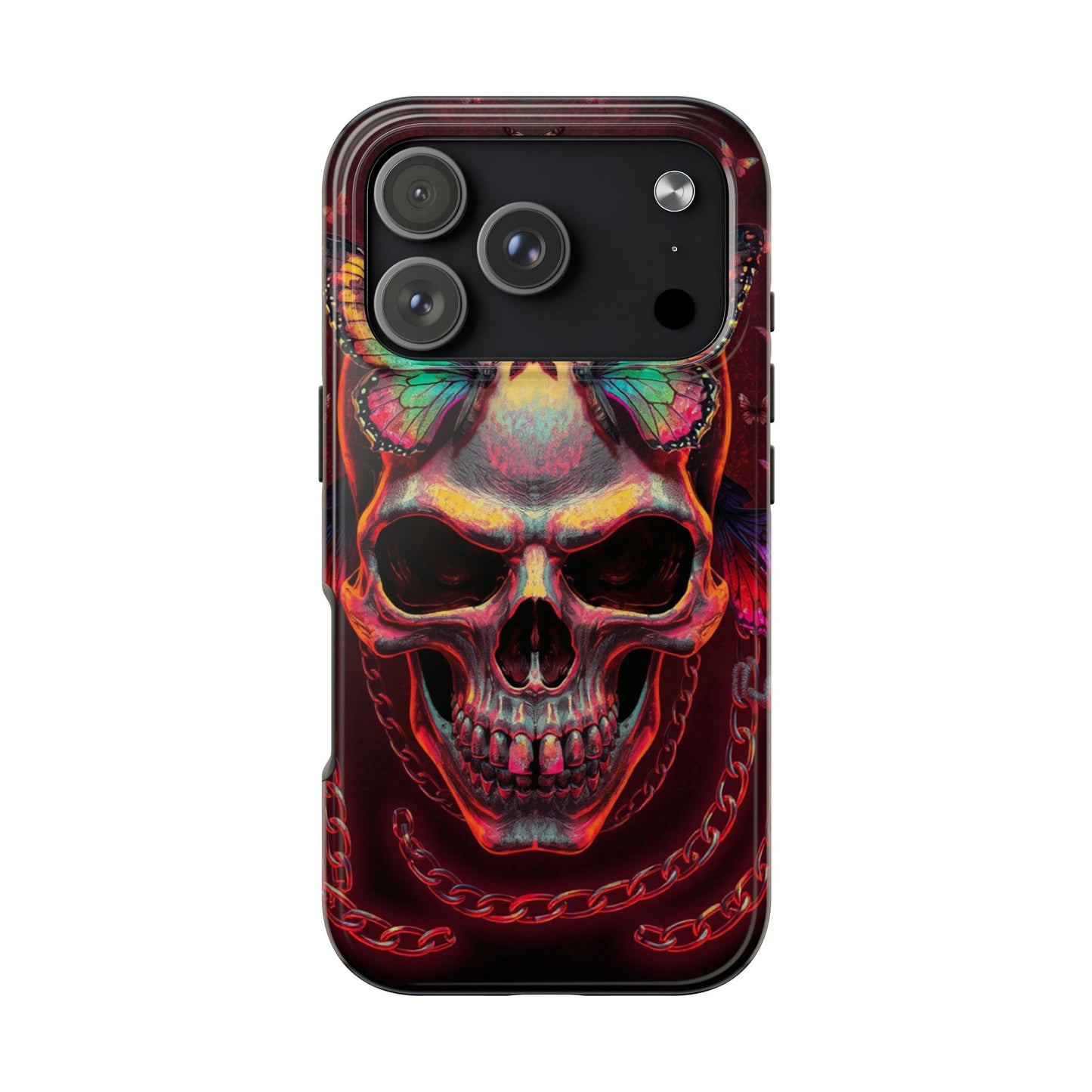 Gothic Skull Phone Case with Butterflies - Durable Tough Phone Case