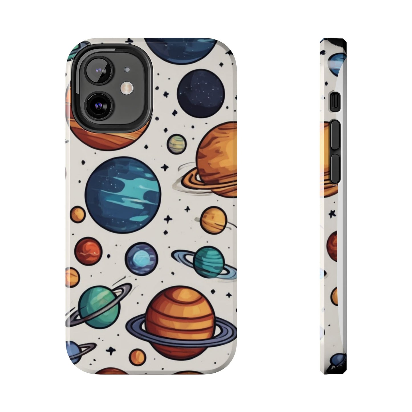 Cosmic Galaxy Tough Phone Case - Planetary Cartoon Design - for iPhone