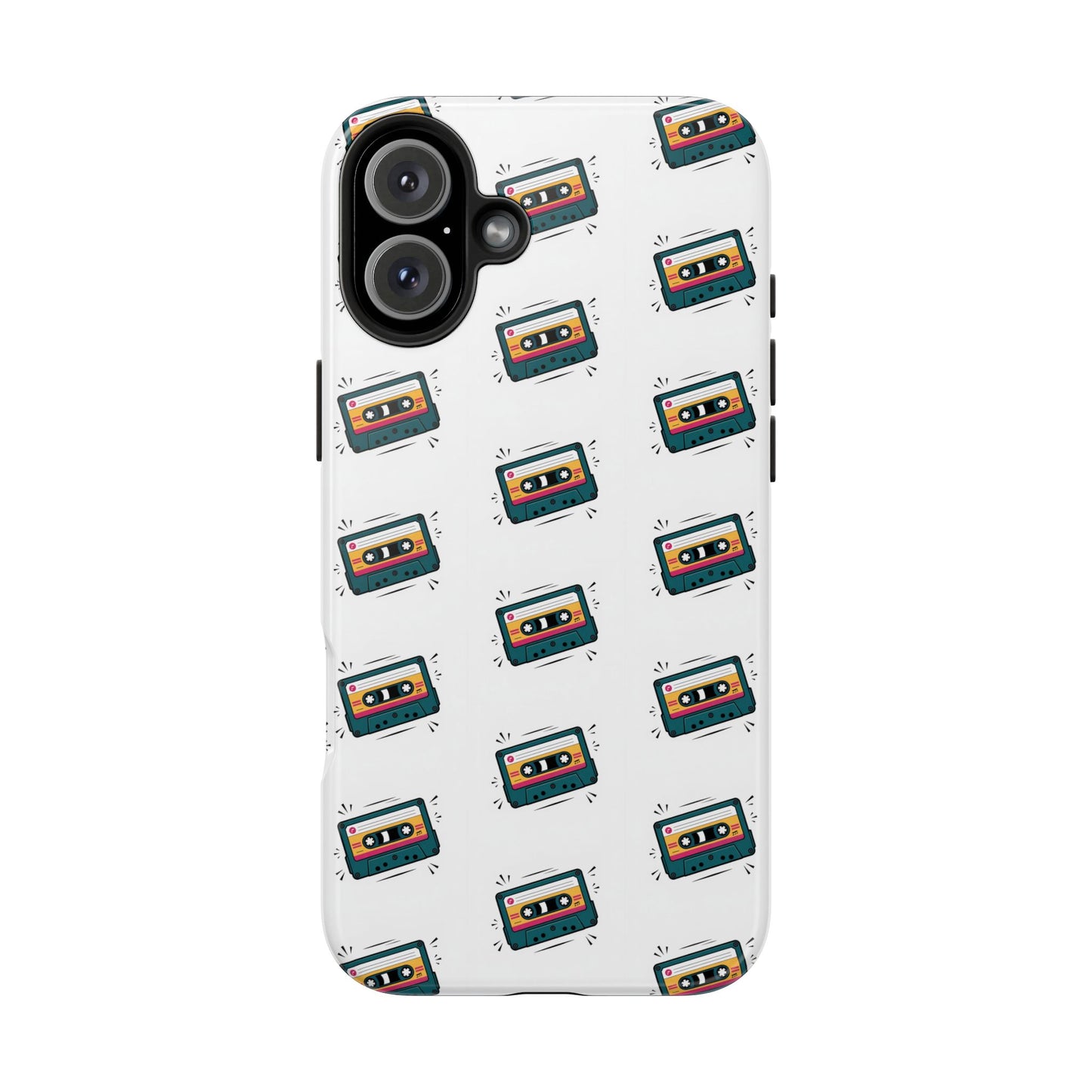 Retro Cassette Tape Phone Case Pattern - White