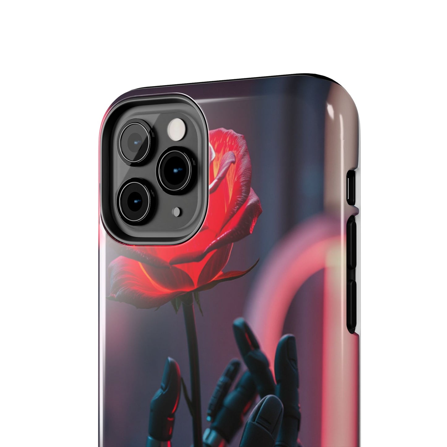 Futuristic Tough Phone Case with Robotic Rose Design | Durable Protection