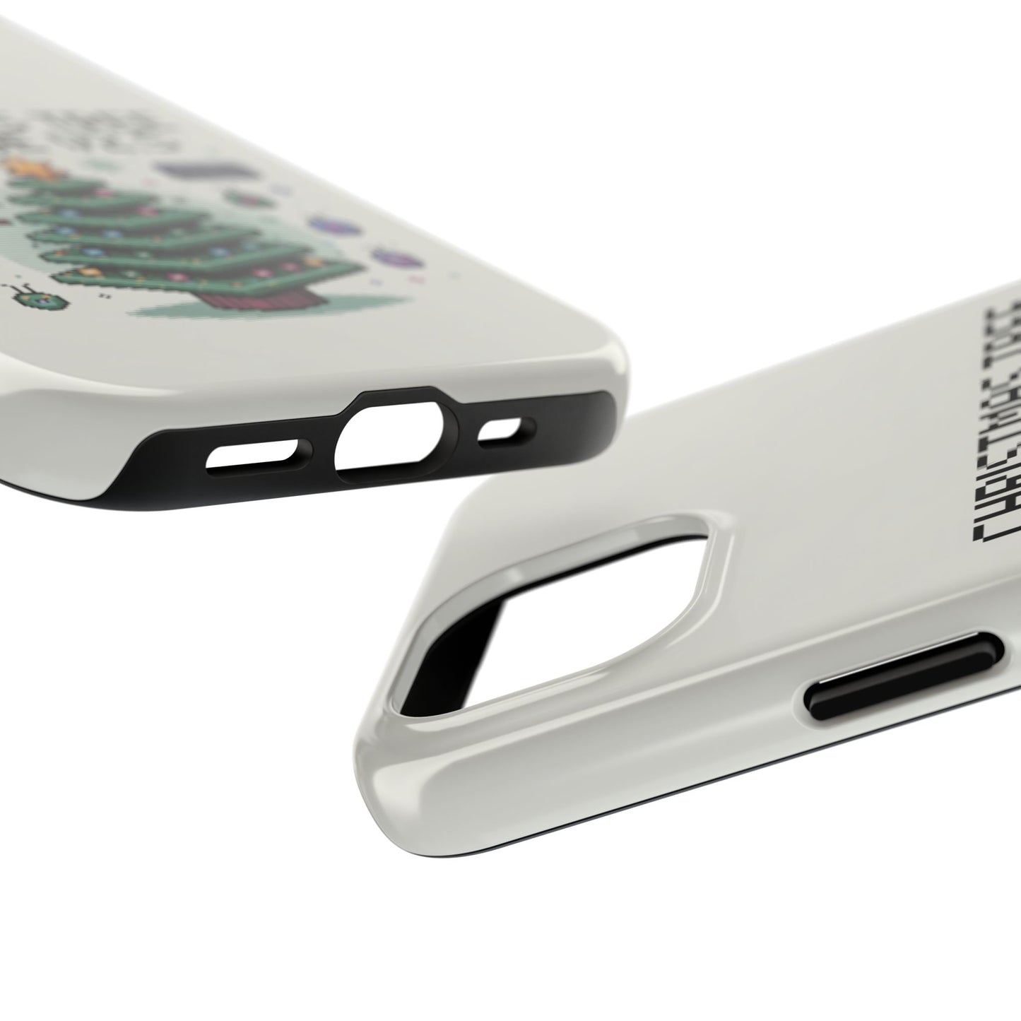 Christmas Tree Upgrade Tough iPhone Case - Pixel Art Design