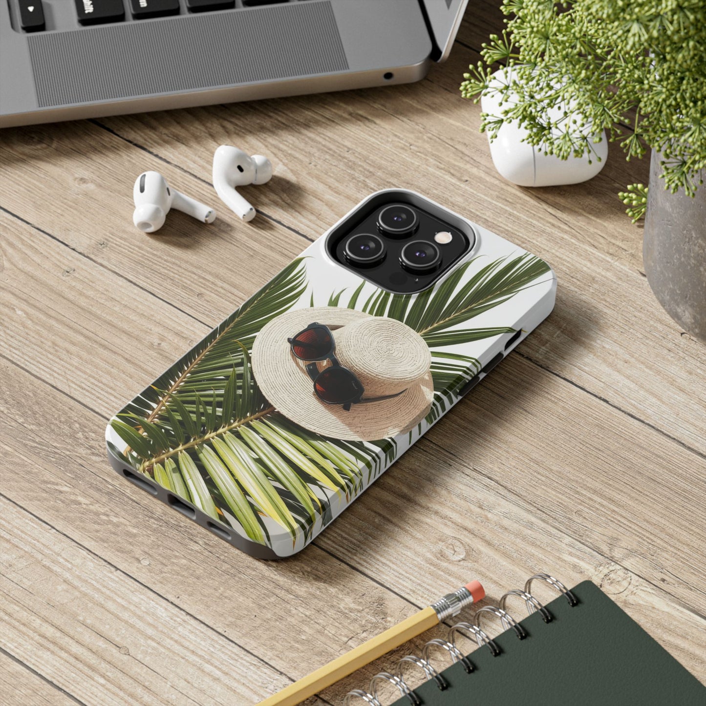 Tropical Phone Case - Summer Vibes with Hat & Sunglasses Design