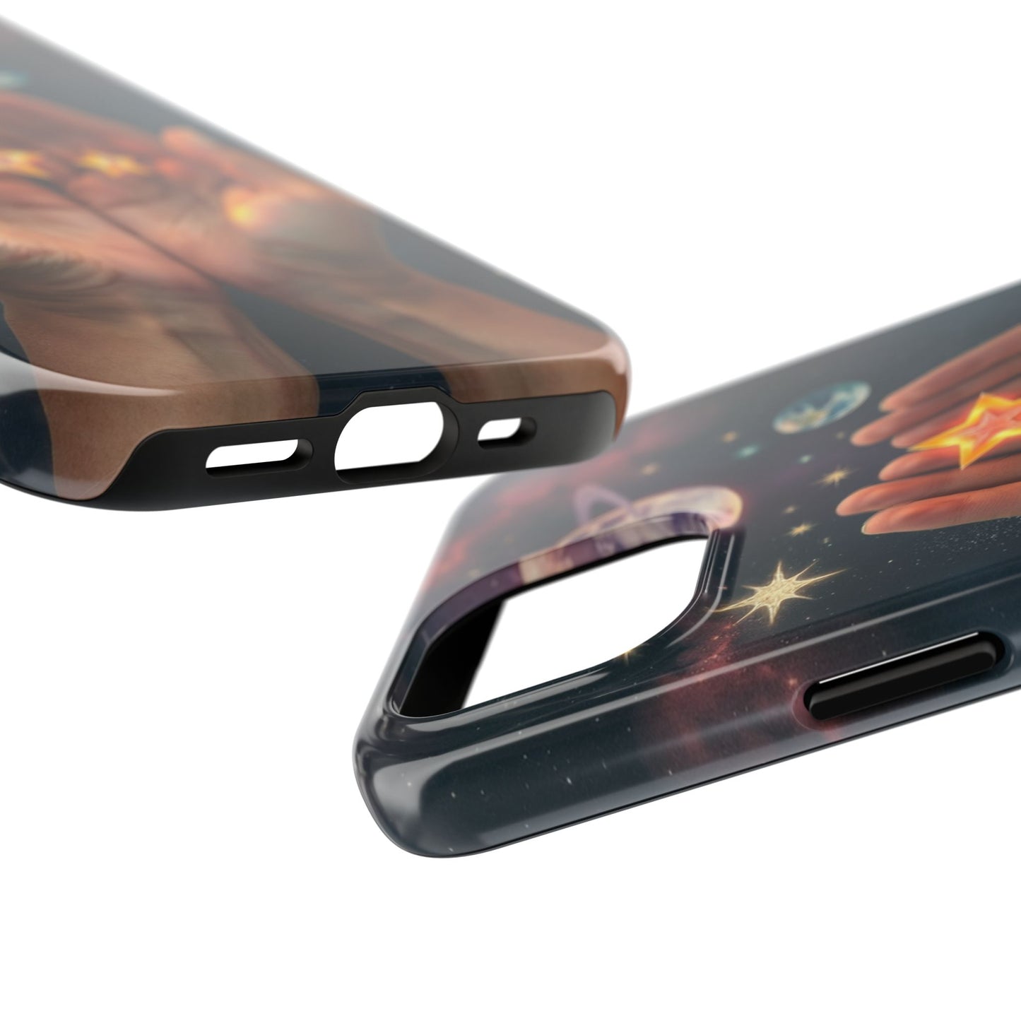 Galaxy Hands Tough Phone Case - Celestial Design for Star Lovers