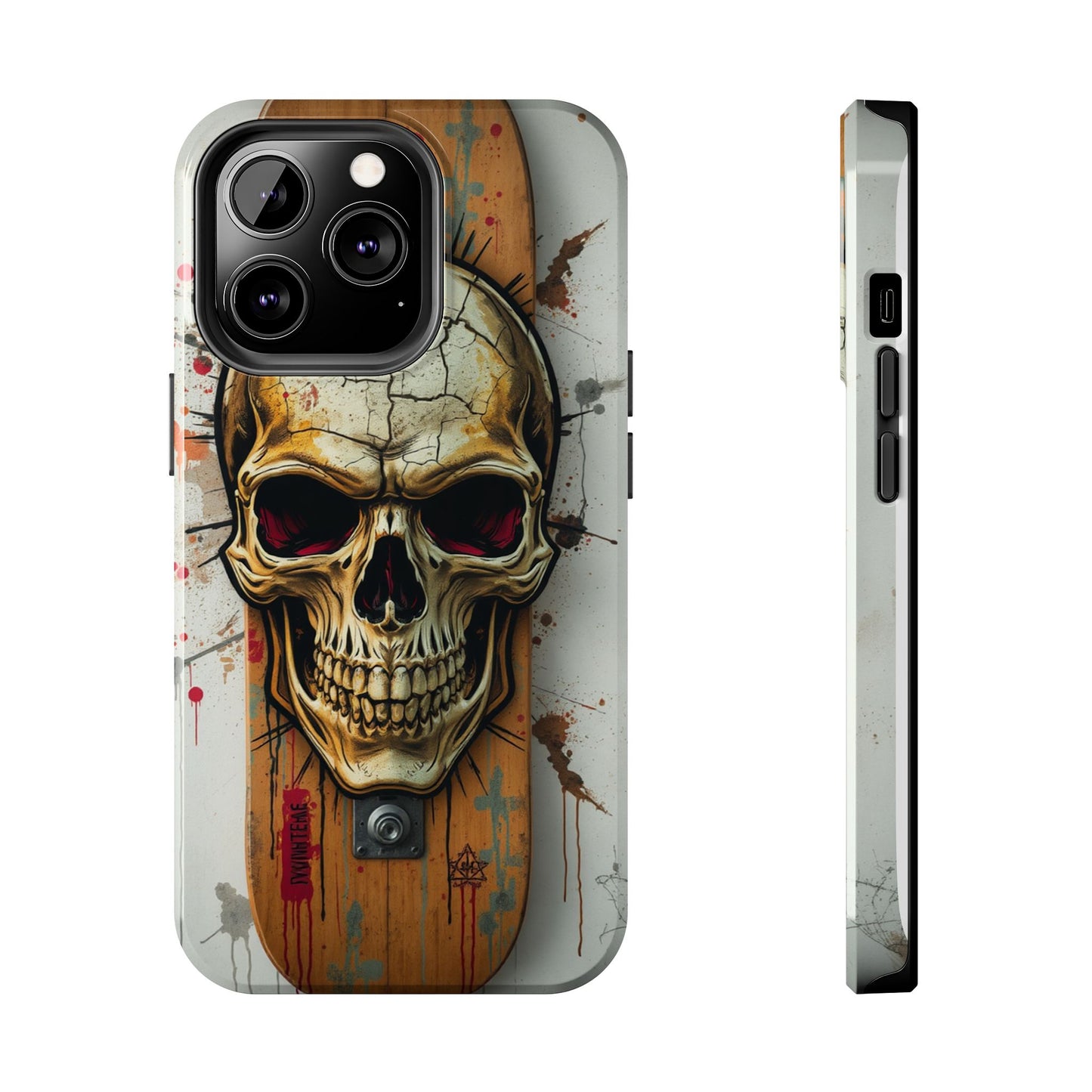 Edgy Skull Tough Phone Case - Durable Protection for Skateboard Enthusiasts