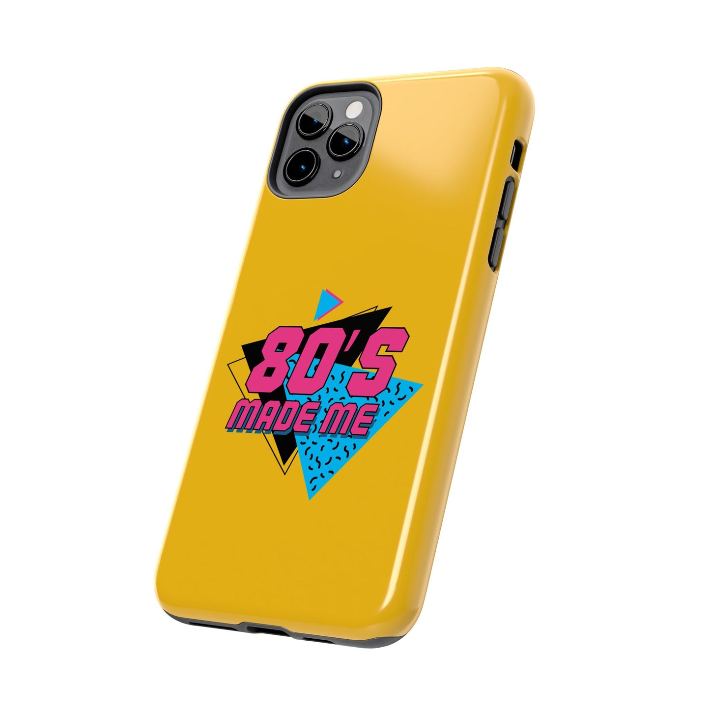 80's Made Me Tough Phone Case - Retro Yellow Silicone Cover - for iPhone