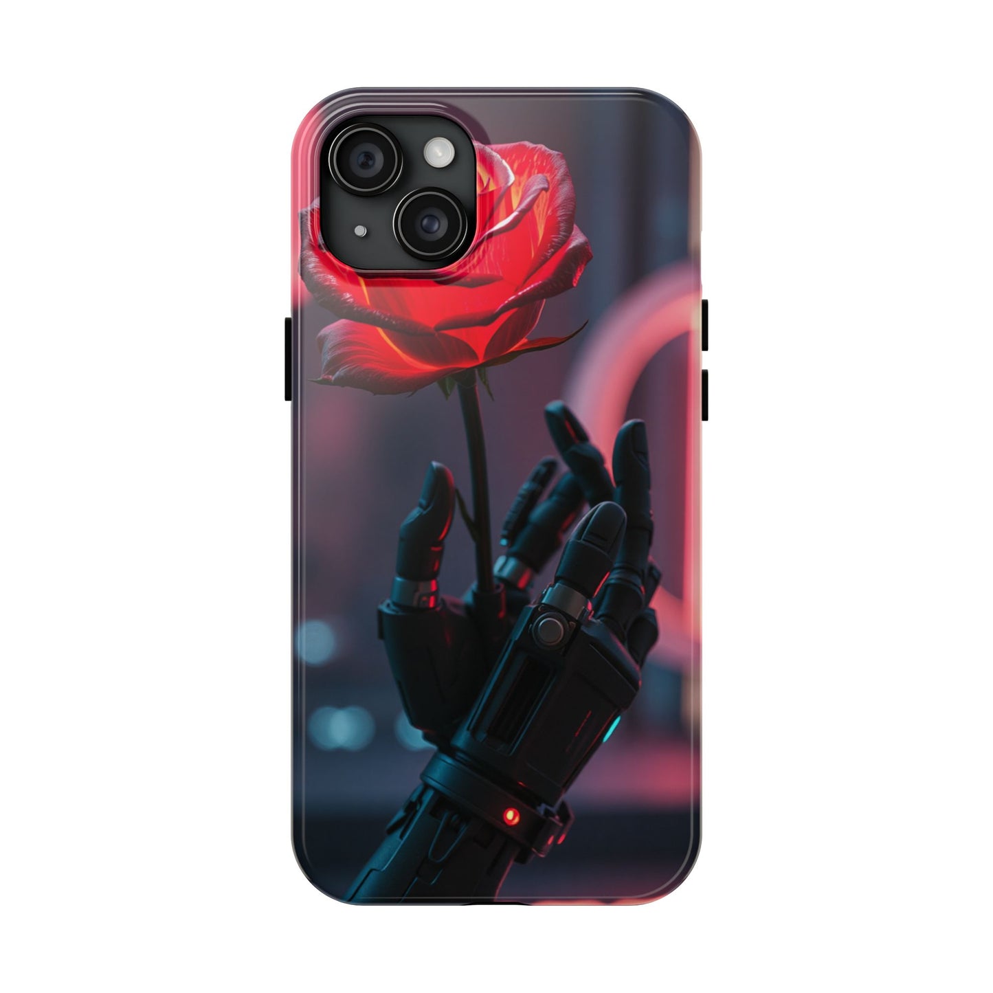 Futuristic Tough Phone Case with Robotic Rose Design | Durable Protection
