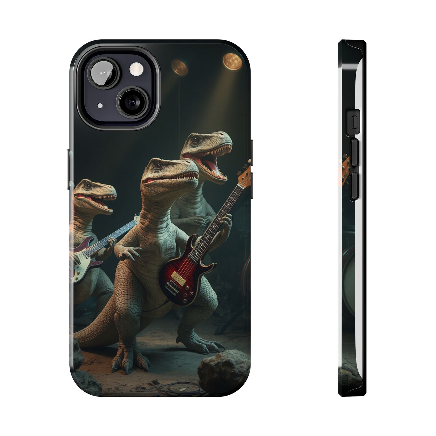 Rockin' Dinosaur Tough Phone Cases - Perfect for Music Lovers and Kids!