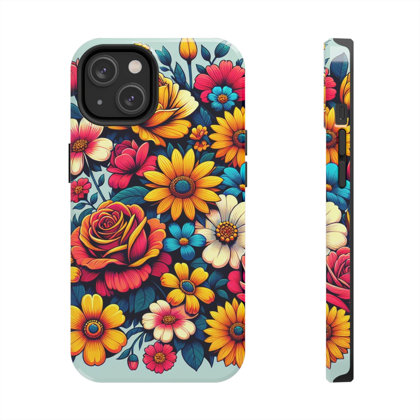 Vibrant Floral Tough Phone Case - Colorful Flower Design - for iPhone