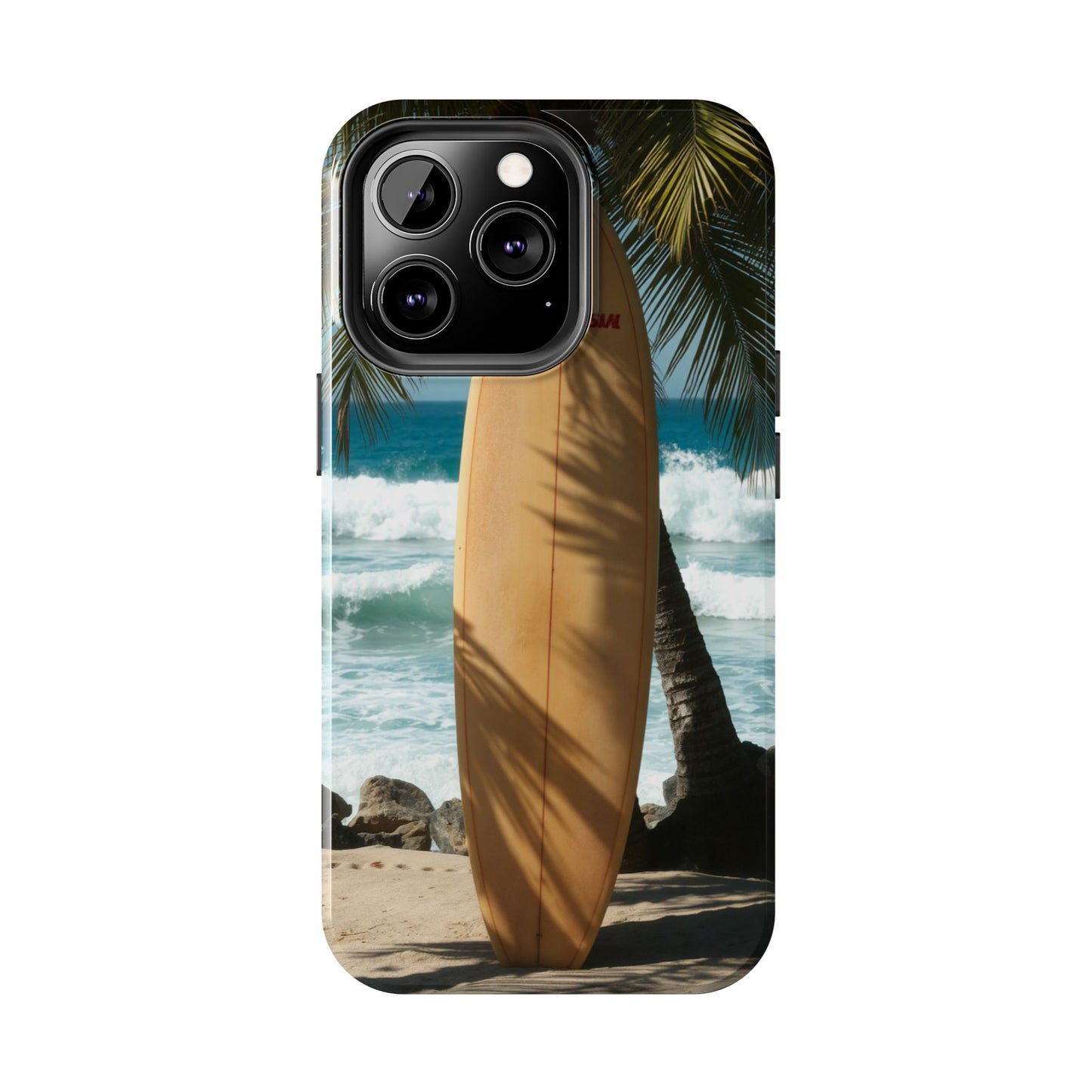 Tough Surfing Phone Case - Beach Vibes with Palm Trees & Surfboard