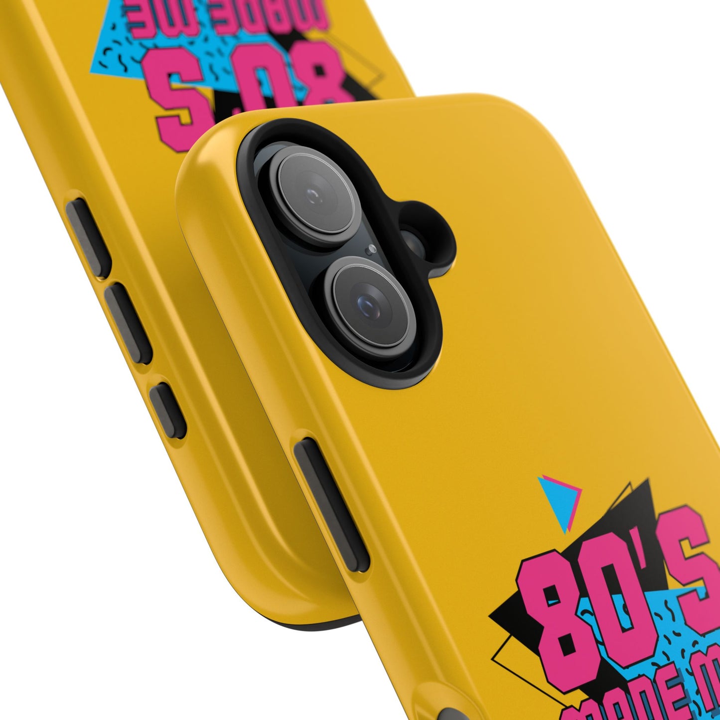 80's Made Me Tough Phone Case - Retro Yellow Silicone Cover - for iPhone