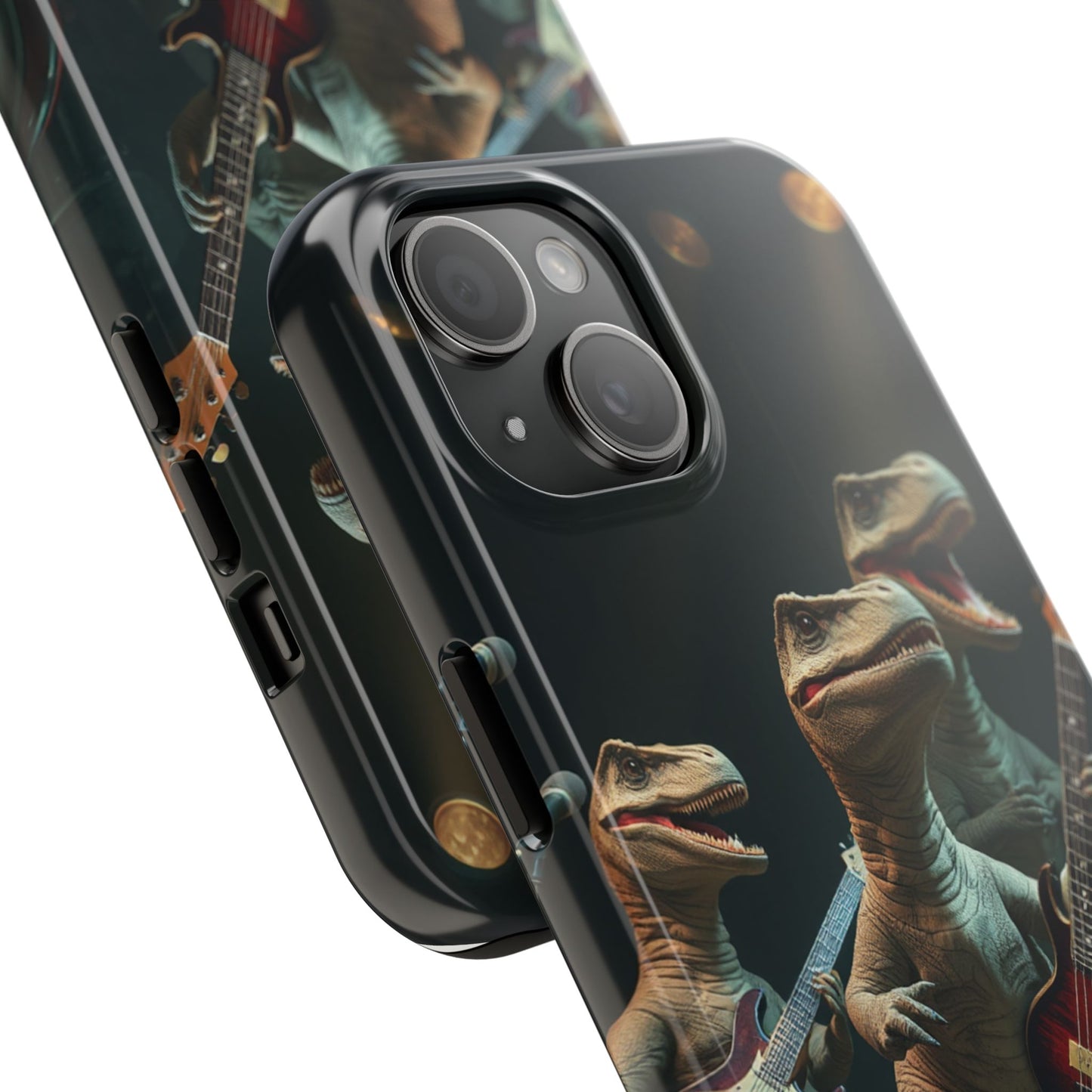 Rockin' Dinosaur Tough Phone Cases - Perfect for Music Lovers and Kids!