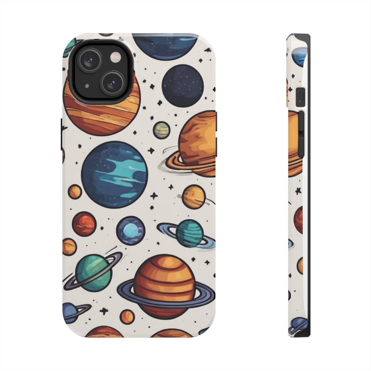 Cosmic Galaxy Tough Phone Case - Planetary Cartoon Design - for iPhone