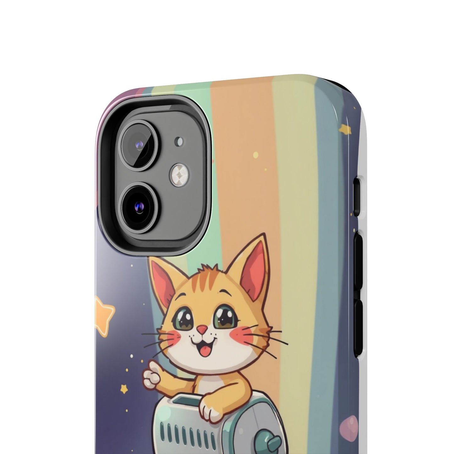 Cute Cat Rocket Phone Case - Vibrant and Playful Tough Case