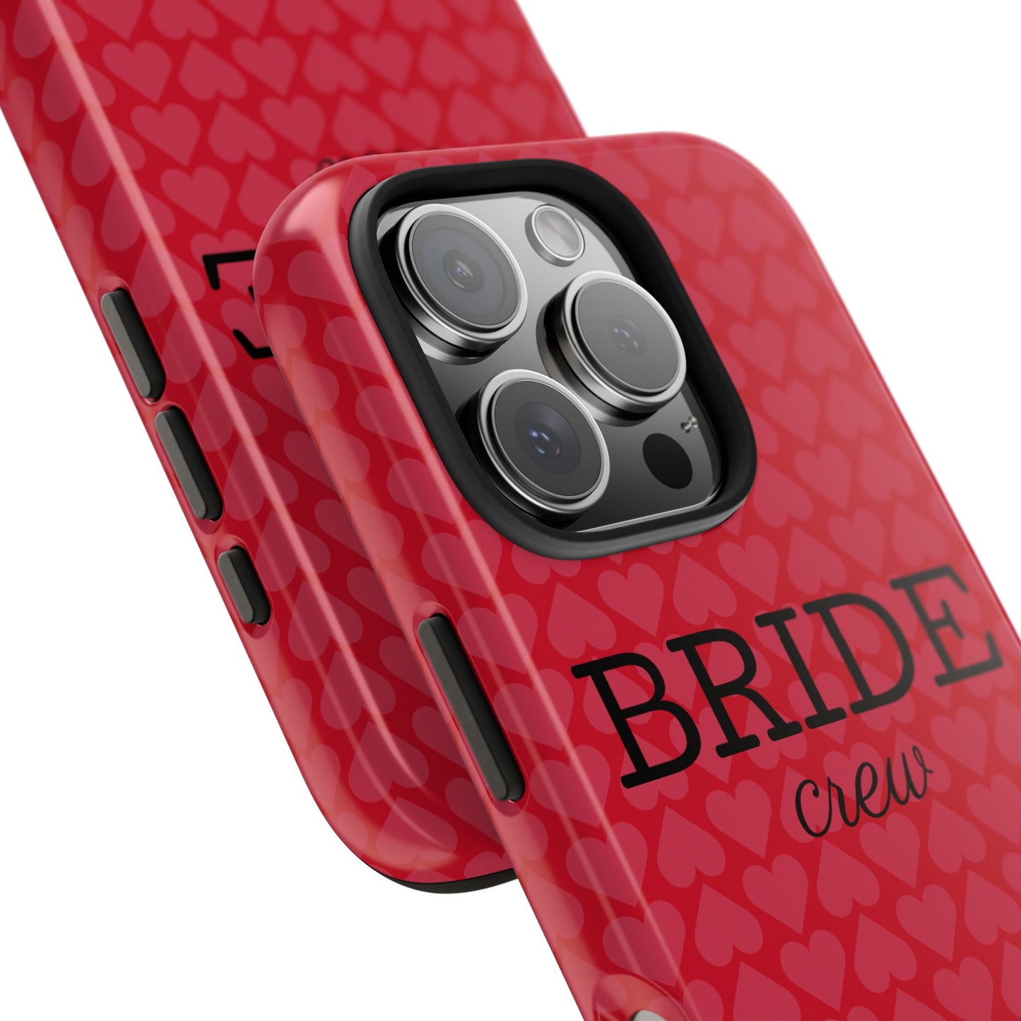 Bride Crew Tough Phone Case – Stylish Red Heart Design for Wedding Parties - for iPhone