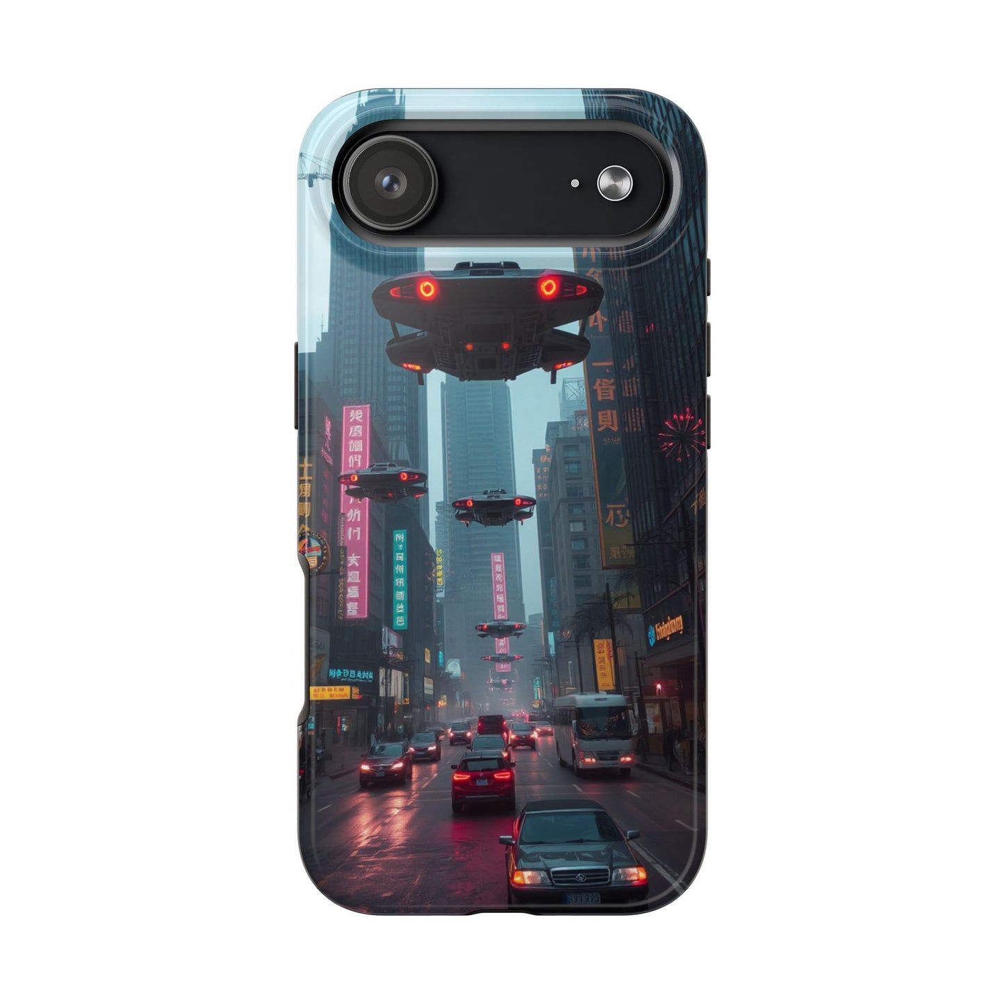 Futuristic City Tough Phone Case - Sci-Fi Design for Urban Explorers
