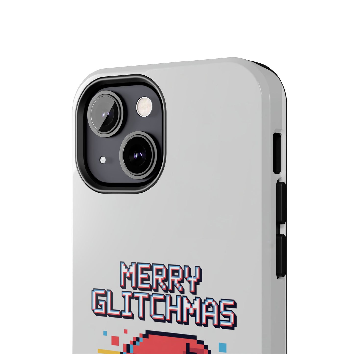 Merry Glitchmas Phone Case - Christmas Pixel Art Design for iPhone