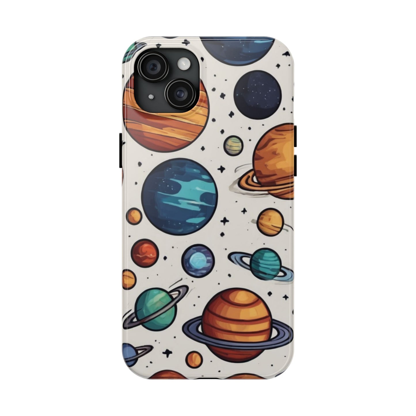 Cosmic Galaxy Tough Phone Case - Planetary Cartoon Design - for iPhone