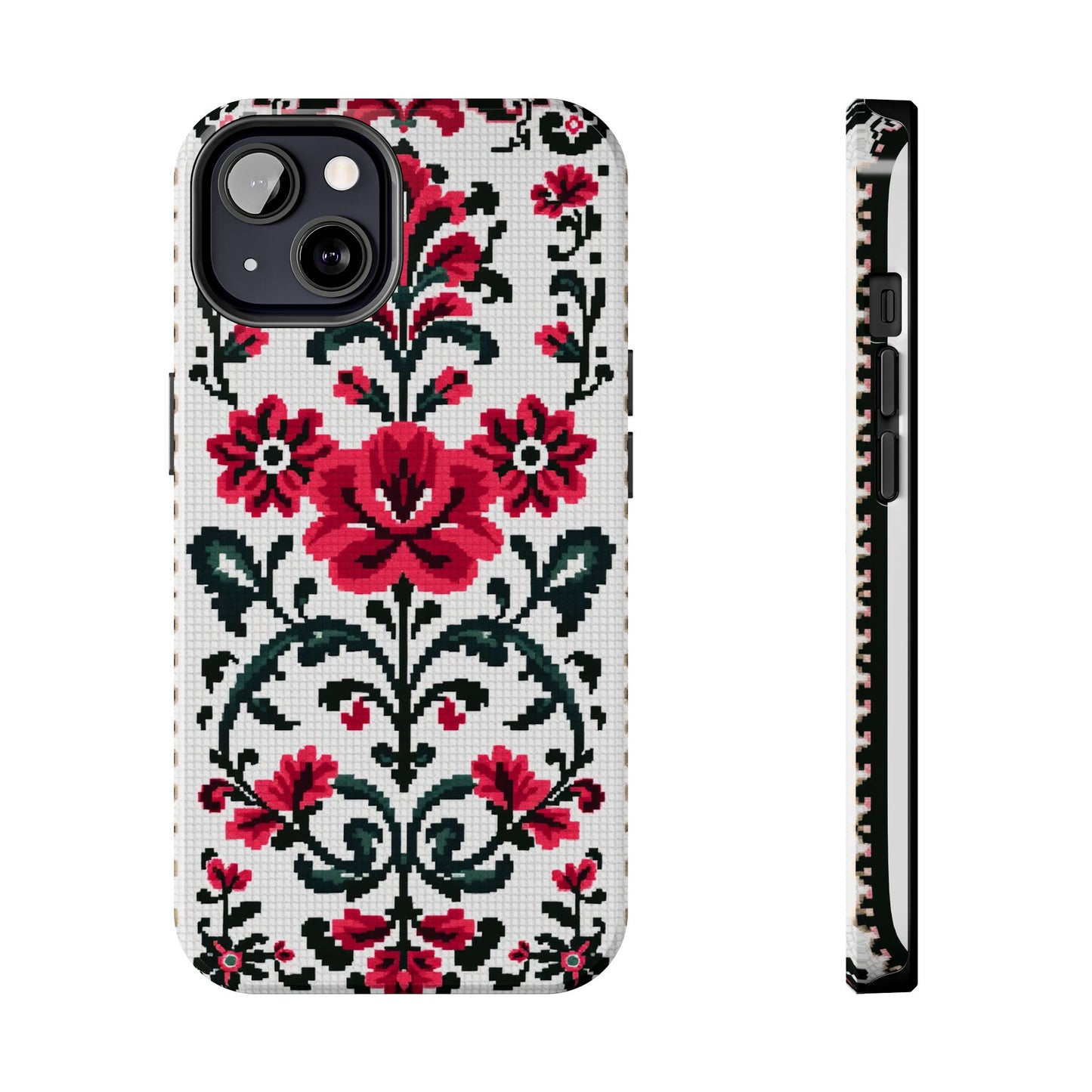 Traditional Floral Knit Tough Phone Cases - Durable Protection with Vintage Style - for iPhone